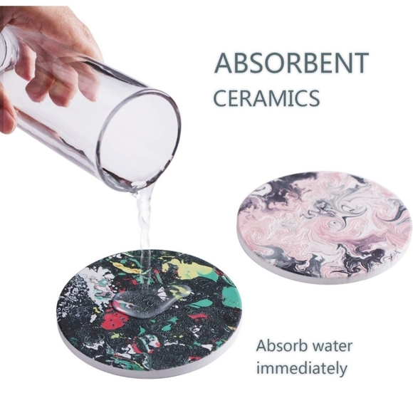 New Set of 6 Ceramic Coasters with Holder - Picture 3 of 5